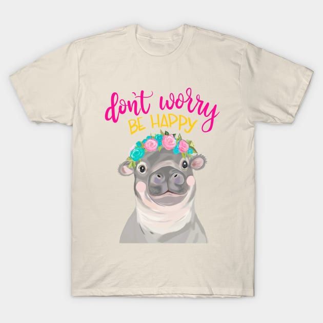 Happy Hippo T-Shirt by Curtin Creative Art